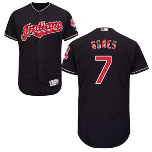 Indians #7 Yan Gomes Navy Blue Flexbase Authentic Collection Stitched MLB Jersey